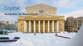  Presentation with theatre - PPT theme consisting of view-on-bolshoi-theatre background and a light blue colored foreground