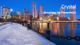  Presentation with city buildings winter storm - Amazing PPT theme having view on boston city center backdrop and a cobalt blue colored foreground