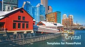  Presentation with boston - Presentation consisting of view on boston city center at sunny winter day background and a ocean colored foreground