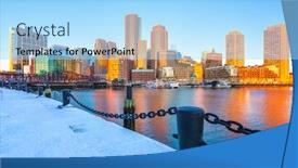  Presentation with boston - Cool new slides with view-on-boston-city-center backdrop and a light blue colored foreground