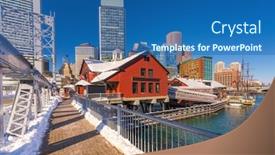  Presentation with boston - Beautiful slide set featuring view-on-boston-city-center backdrop and a ocean colored foreground