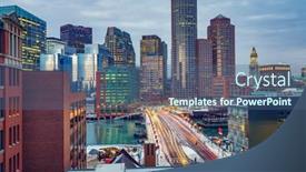  Presentation with boston - Cool new presentation design with view-on-boston-city-center backdrop and a ocean colored foreground