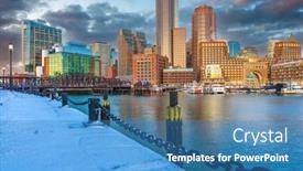  Presentation with boston - Beautiful presentation theme featuring view-on-boston-city-center backdrop and a teal colored foreground