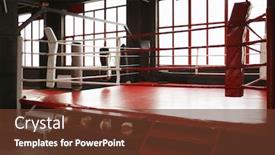  Presentation with boxing ring - PPT theme featuring view on boxing ring in gym background and a tawny brown colored foreground