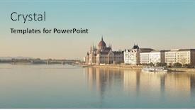  Presentation with budapest - Slide deck having view-on-budapest-danube background and a light blue colored foreground