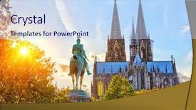  Presentation with gothic cathedral - Cool new presentation theme with view on cologne cathedral backdrop and a sky blue colored foreground