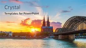  Presentation with cologne - Audience pleasing presentation theme consisting of view on cologne cathedral at sunset backdrop and a light blue colored foreground