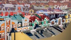  Presentation with real estate - Presentation theme featuring view on colorful residential building background and a coral colored foreground