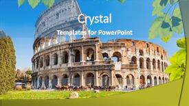  Presentation with rome italy - PPT theme with view on colosseum in rome background and a teal colored foreground