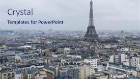  Presentation with eiffel tower - Colorful slide set enhanced with view-on-eiffel-tower-over backdrop and a sky blue colored foreground