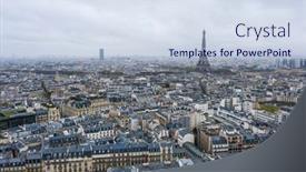  Presentation with eiffel tower - Beautiful theme featuring view-on-eiffel-tower-over backdrop and a sky blue colored foreground