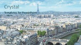  Presentation with eiffel tower paris france - Beautiful PPT theme featuring view-on-eiffel-tower-paris backdrop and a light blue colored foreground