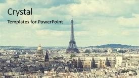  Presentation with eiffel tower paris france - Beautiful PPT theme featuring view on eiffel tower paris france backdrop and a soft green colored foreground