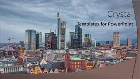  Presentation with dusk - Presentation featuring view on frankfurt am main at dusk germany background and a light blue colored foreground