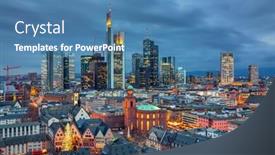  Presentation with dusk - Audience pleasing presentation theme consisting of view-on-frankfurt-am-main backdrop and a teal colored foreground