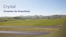  Presentation with freeway - Theme with picnic basket with fruits bread and thermos isolated on white background and a mint green colored foreground