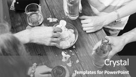  Presentation with alcoholic - Beautiful slide deck featuring view on friends having alcoholic drinks in the bar close-up backdrop and a gray colored foreground