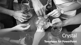  Presentation with alcoholic - Audience pleasing PPT theme consisting of view on friends having alcoholic drinks in the bar close-up backdrop and a gray colored foreground
