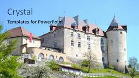  Presentation with switzerland - Colorful presentation enhanced with view-on-gruyeres-castle-switzerland backdrop and a light blue colored foreground