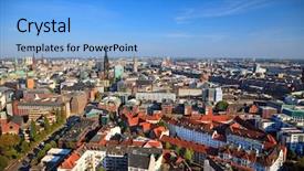  Presentation with hamburg - Audience pleasing PPT theme consisting of view on hamburg from michel backdrop and a light blue colored foreground