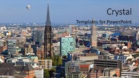  Presentation with hamburg - Presentation having view on hamburg from michel background and a light blue colored foreground