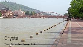 Presentation with india ganges - Presentation featuring view-on-hardwar-in-india background and a light gray colored foreground