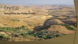  Presentation with land - Presentation theme featuring view-on-hills-and-fields background and a coral colored foreground