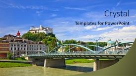  Presentation with salzburg - PPT theme featuring view on hohensalzburg fortress salzburg austria background and a light blue colored foreground