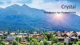  Presentation with village - Audience pleasing slides consisting of view on little mountainous village backdrop and a light blue colored foreground