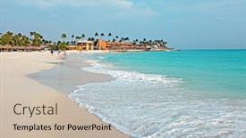  Presentation with caribbean - PPT layouts with view-on-manchebo-beach background and a soft green colored foreground