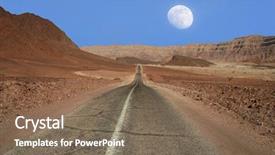  Presentation with running mountains - Audience pleasing presentation theme consisting of view on narrow road running backdrop and a violet colored foreground