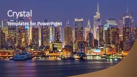  Presentation with new york night - Colorful PPT layouts enhanced with view on night manhattan new backdrop and a ocean colored foreground