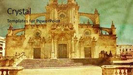  Presentation with spanish style - Audience pleasing presentation consisting of view on old spanish church in grunge and retro style backdrop and a gold colored foreground