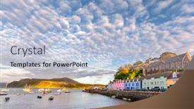  Presentation with scotland - Presentation theme having view-on-portree-isle background and a light blue colored foreground