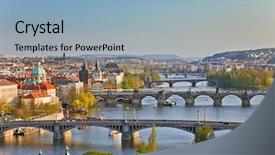  Presentation with prague - Audience pleasing PPT theme consisting of view on prague bridges backdrop and a light blue colored foreground