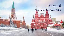  Presentation with square - Slide set having view-on-red-square background and a sky blue colored foreground