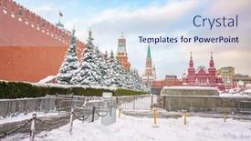  Presentation with square - Amazing slide set having view-on-red-square backdrop and a sky blue colored foreground