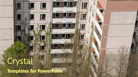 Presentation with pripyat - Audience pleasing slide deck consisting of view-on-residential-area backdrop and a tawny brown colored foreground