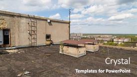  Presentation with pripyat - PPT theme featuring view-on-residential-area background and a tawny brown colored foreground
