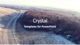  Presentation with fork road - Cool new slide deck with view on road and forest backdrop and a navy blue colored foreground