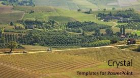  Presentation with vineyards - Presentation theme with view on road running through hills and vineyards of piedmont northern italy background and a gold colored foreground