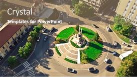  Presentation with roundabout - PPT layouts featuring view-on-roundabout-in-downtown background and a coral colored foreground