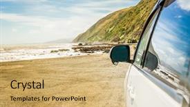  Presentation with free gemstones - PPT layouts having view on sea bach free background and a coral colored foreground