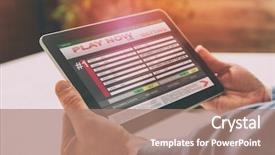  Presentation with betting - Slide set with view on tablet with score background and a coral colored foreground