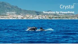  Presentation with water ocean - Slides featuring view-on-tenerife-island background and a teal colored foreground