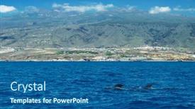  Presentation with water ocean - Presentation featuring view-on-tenerife-island background and a ocean colored foreground