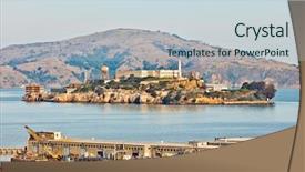  Presentation with san francisco - PPT theme featuring view on the alcatraz prison background and a lemonade colored foreground