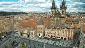 Presentation with prague - Slide deck having view-on-the-beautiful-old background and a coral colored foreground