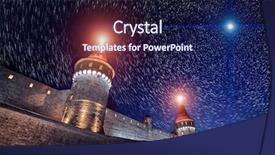  Presentation with starry night - Presentation theme consisting of view on the castle in kamianets podilskyi in night with starry sky and moon ukraine background and a navy blue colored foreground