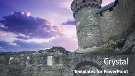  Presentation with castle - PPT theme featuring medieval sunset dramatic cloud - view on the castle background and a dark gray colored foreground